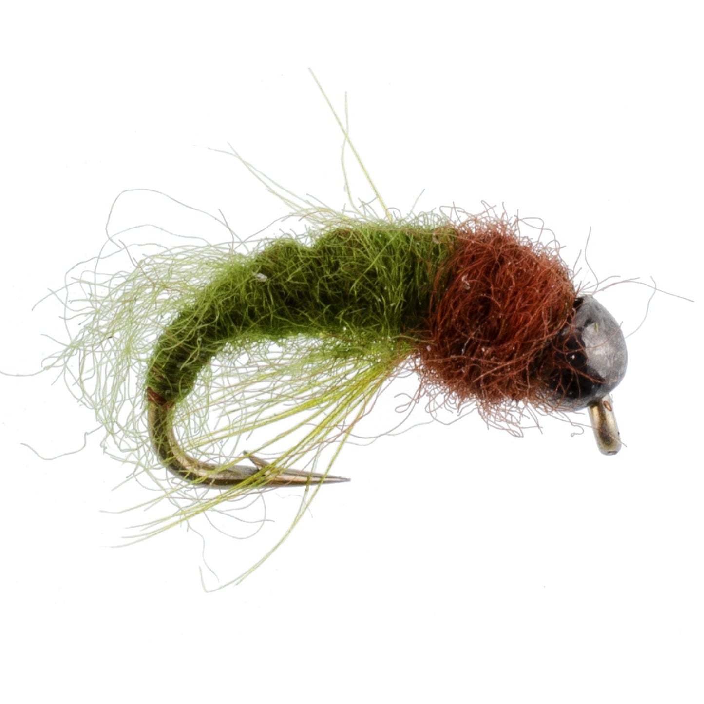 3 Pack Bead Head Olive Brown Caddis Larva Nymph Hook Size 14