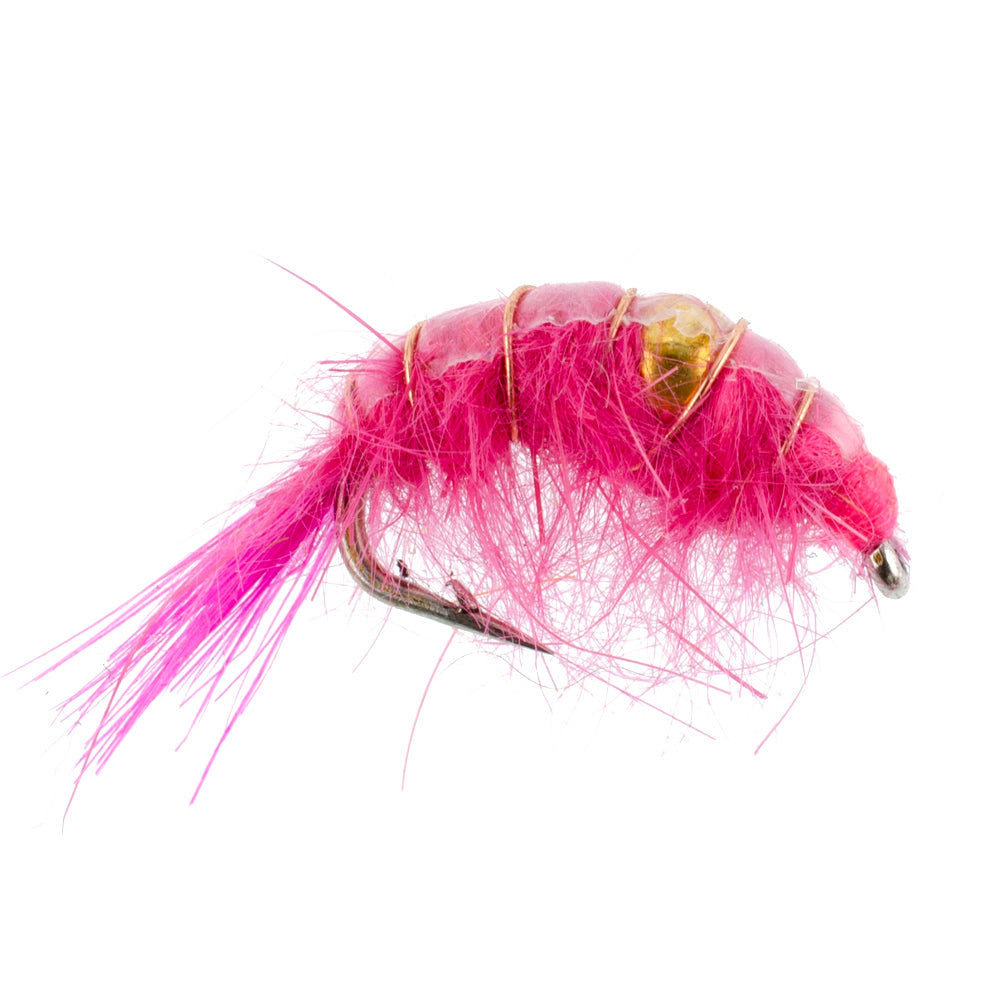 Pink Beaded Shrimp Scud Pattern - 1 Dozen Size 16 - Tailwater Lake Fly Fishing Nymph