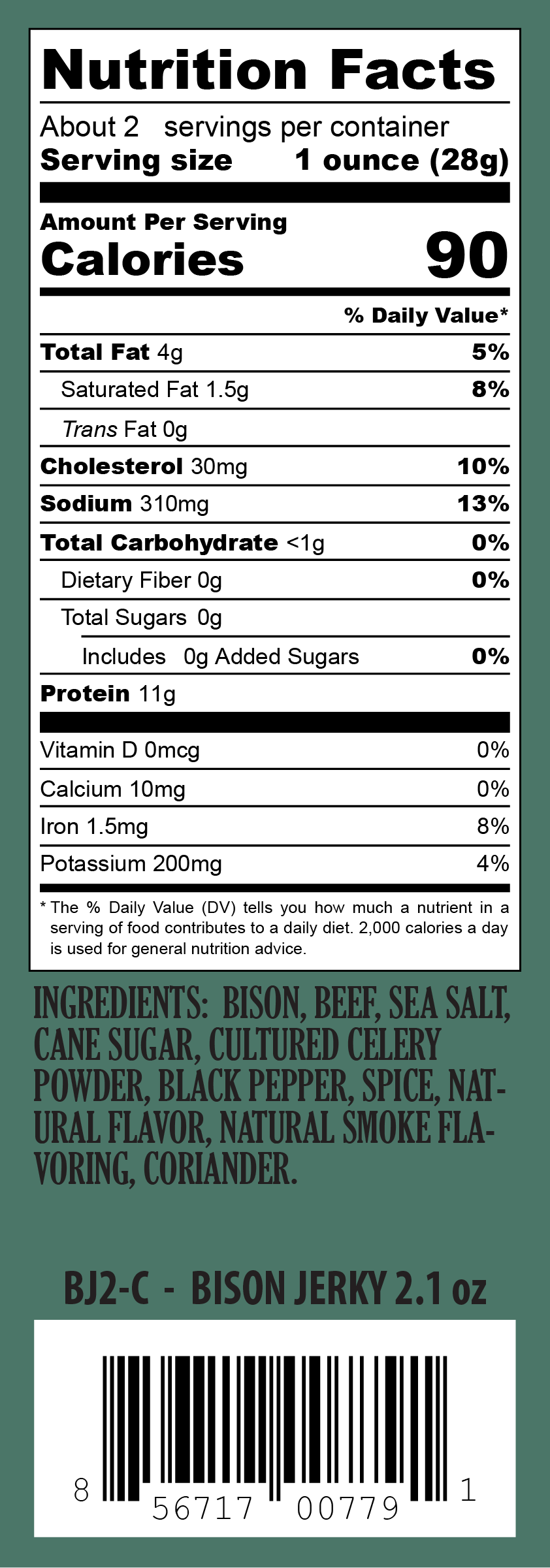 Bison Jerky - 2.1oz Resealable Bag