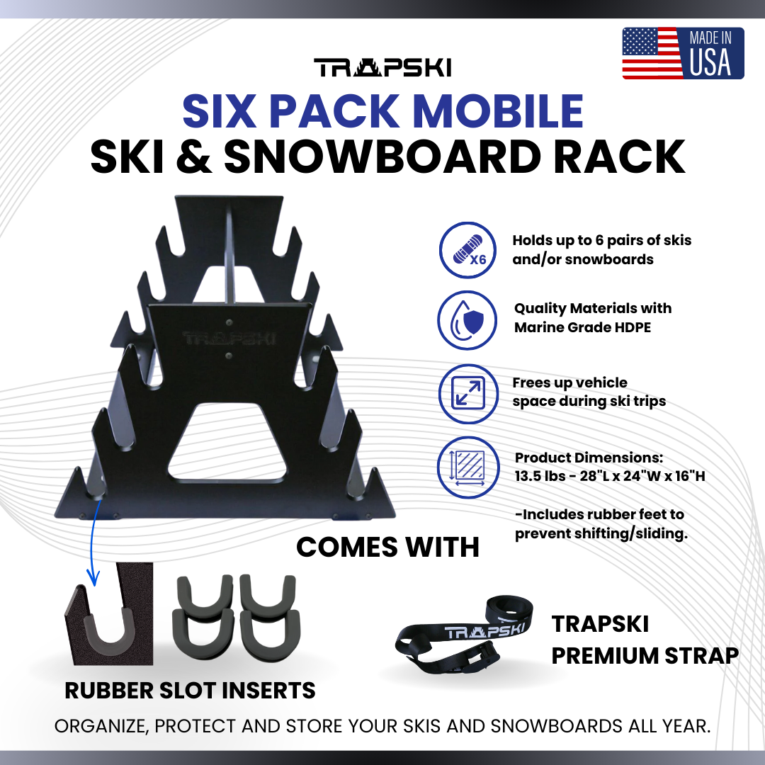 TRAPSKI SIX PACK All Mountain/Race/XC Ski and Standard Stance Snowboard Rack