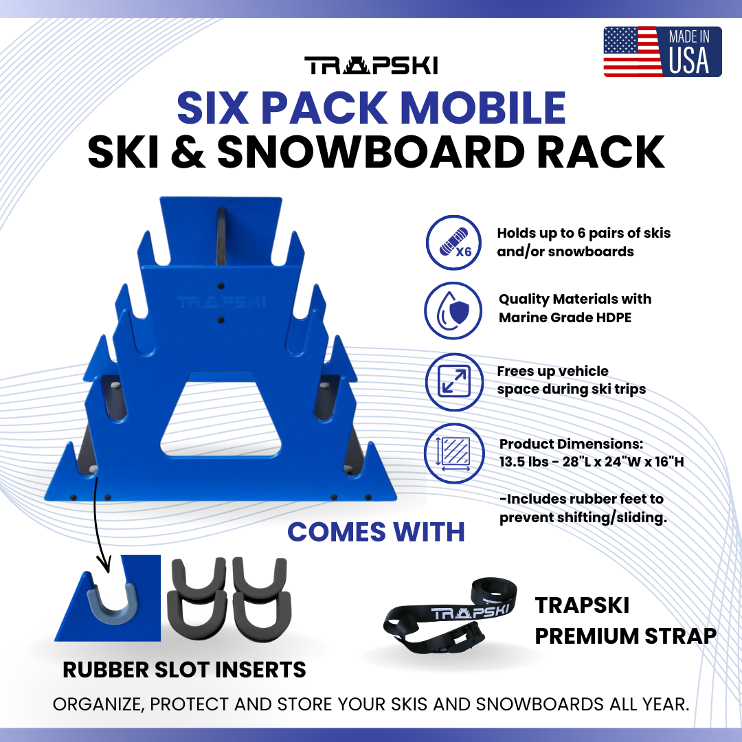 TRAPSKI SIX PACK Mobile All Mountain Ski and Standard Stance Snowboard Rack