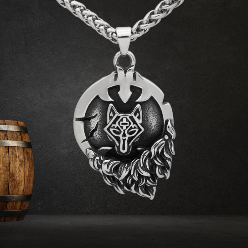 Norse Wolf Head Stainless Steel Necklace