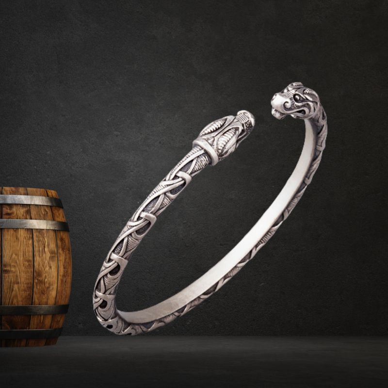 Sterling Silver Arm Ring With Dragon's Head