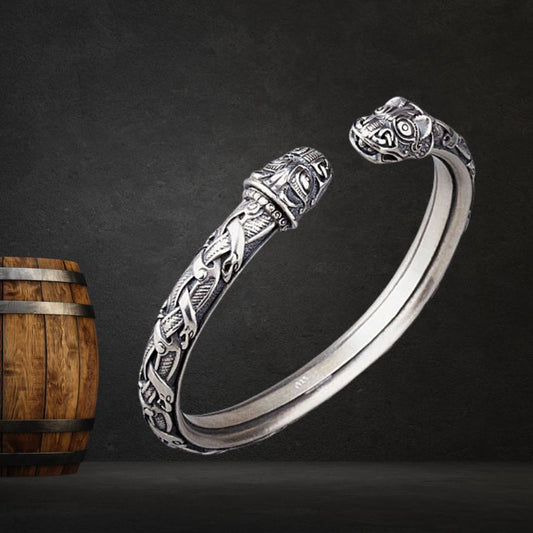 925 Sterling Silver Arm Ring With Dragon's Head