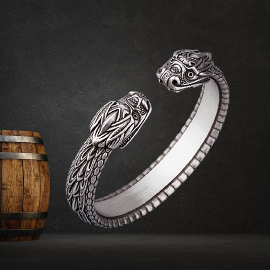 Viking Arm Ring With Midgard Serpent Jormungandr's Heads