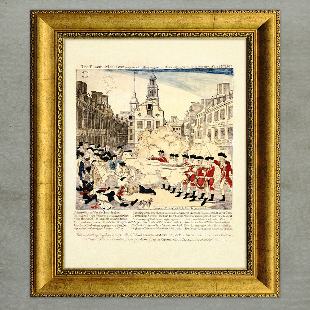 Bloody Massacre Perpetrated in Kings Street in Boston Paul Revere Engraving Print