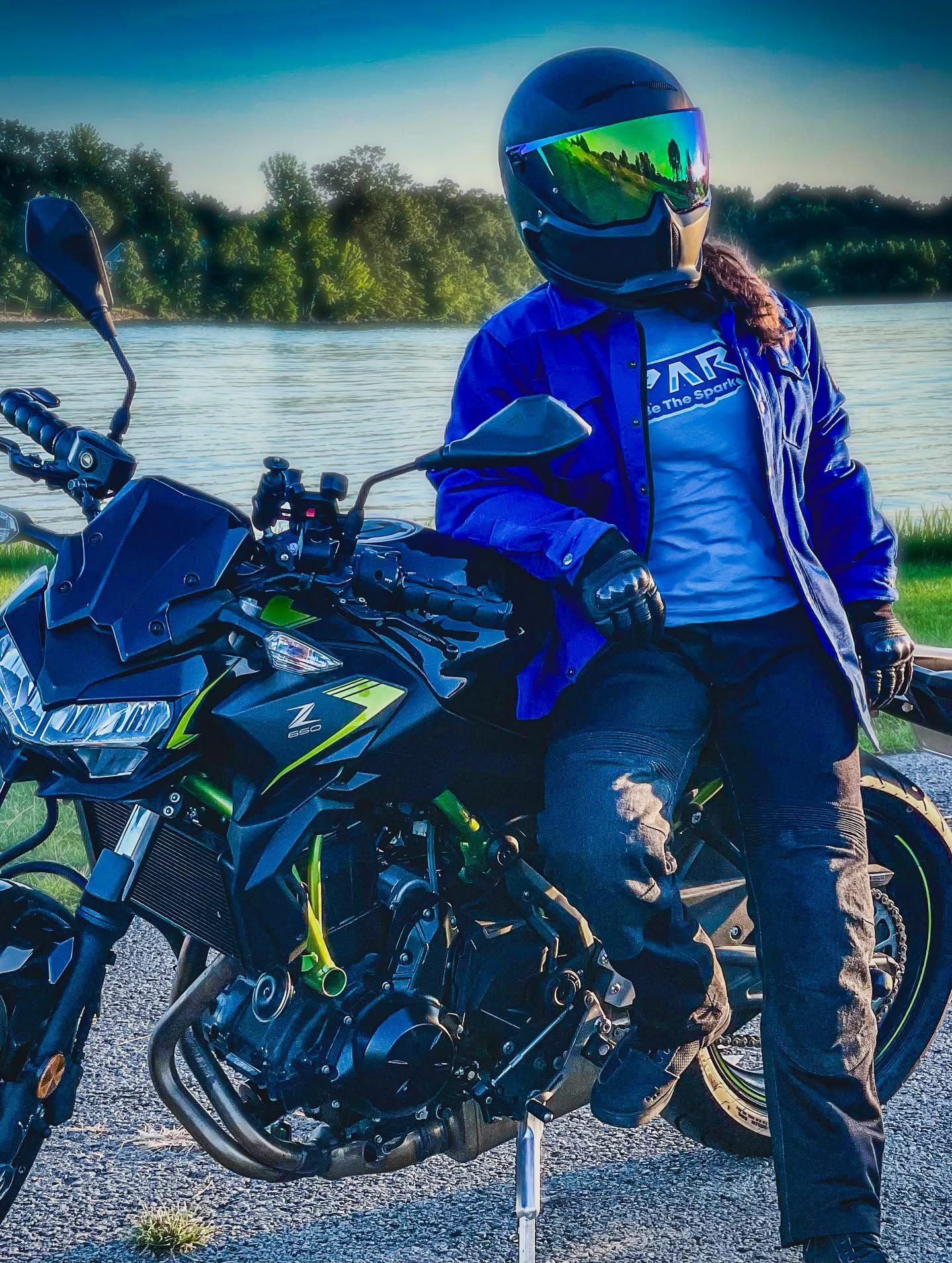 Protective Summer Mesh Shirt for Women - Blue Solid