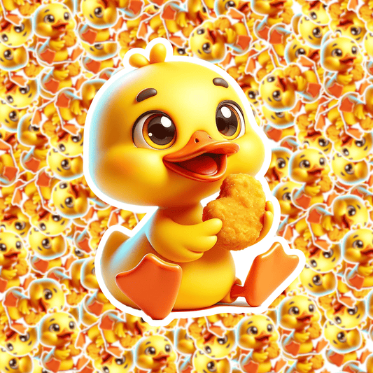 Baby Duck Eating a Chicken Nugget Sticker