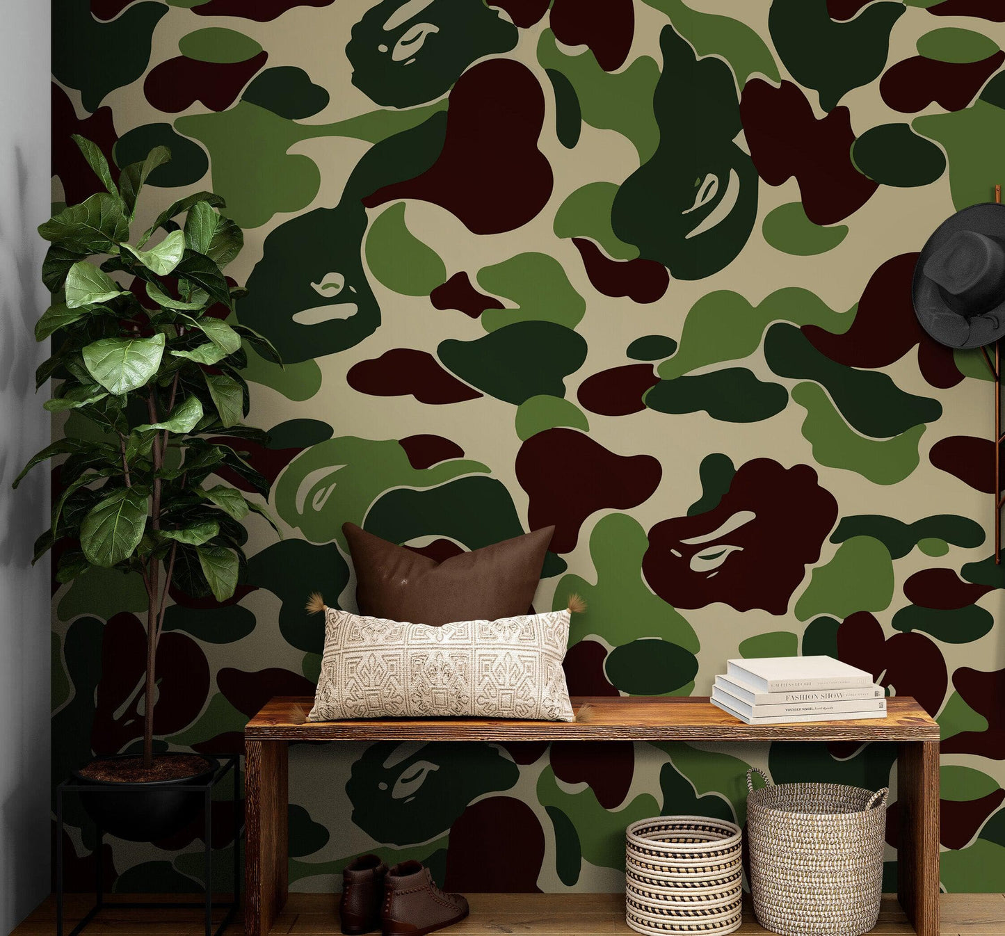Bape Camo Wallpaper Mural. Blue Camo Streetwear Hype Beast Aesthetics. #7027