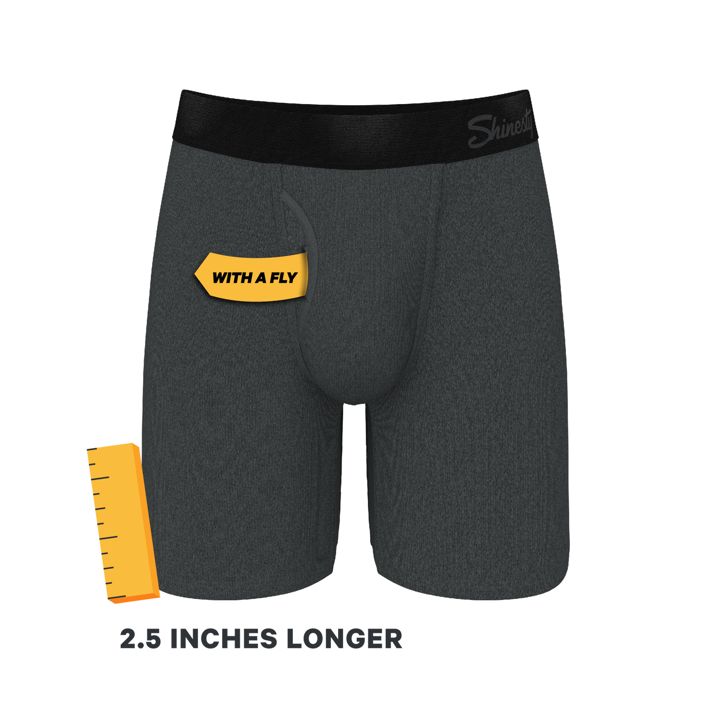 The Basalt | Heather Charcoal Long Leg Ball Hammock® Pouch Underwear With Fly