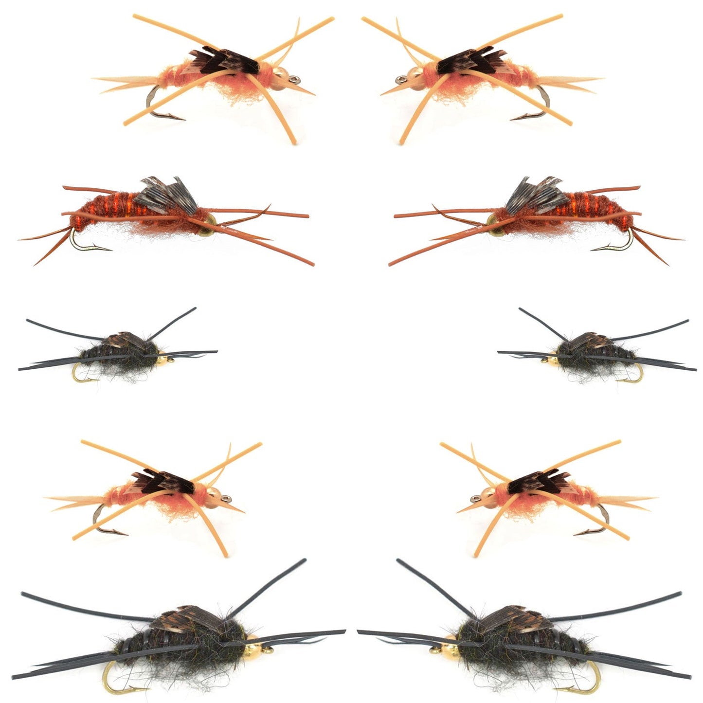 Basics Collection - Kaufmann's Stonefly Nymph Assortment - 10 Bead Head Rubber Legs Wet Flies - 5 Patterns - Hook Sizes 4, 6, 8, 10, and 12