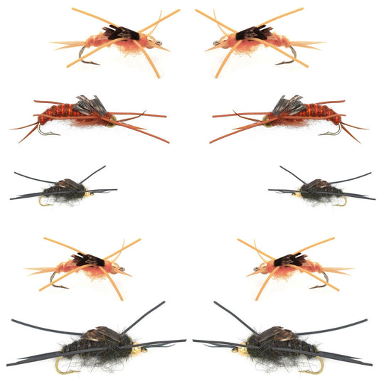 Basics Collection - Kaufmann's Stonefly Nymph Assortment - 10 Bead Head Rubber Legs Wet Flies - 5 Patterns - Hook Sizes 4, 6, 8, 10, and 12