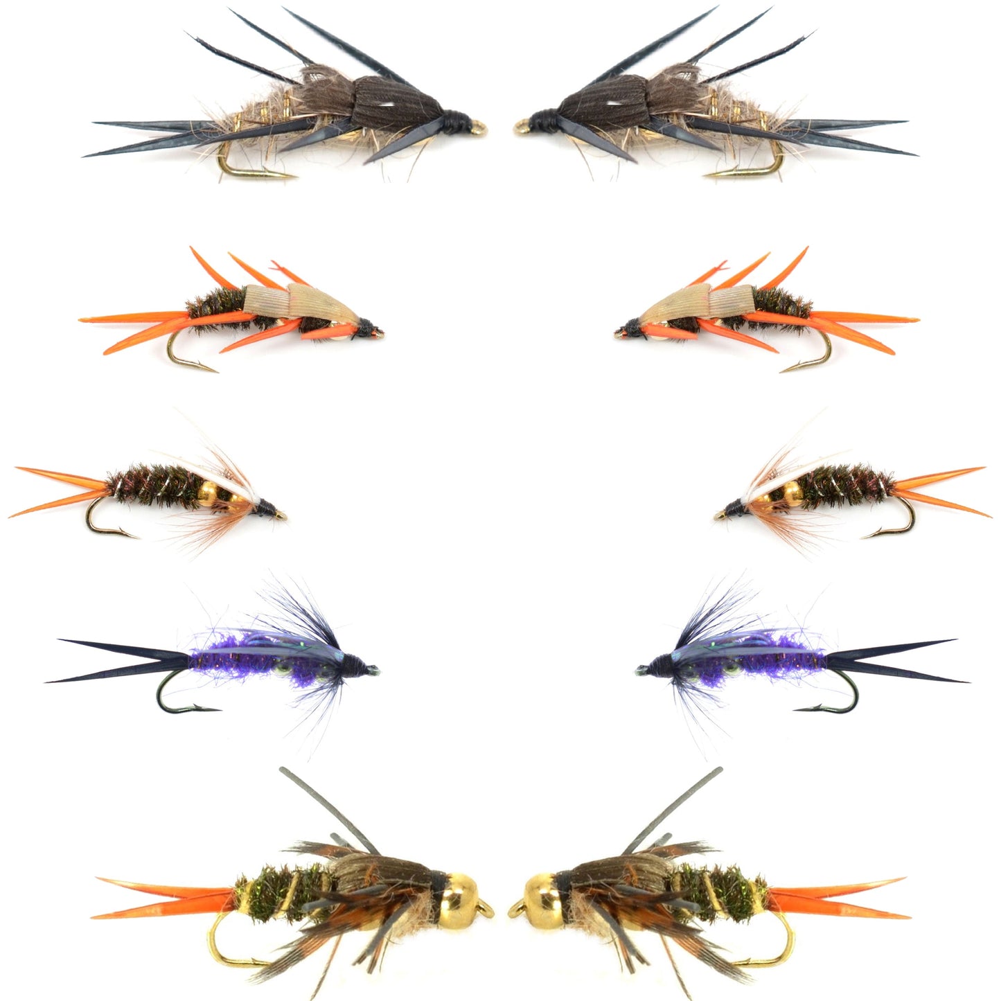 Basics Collection - Double Bead  Nymph Assortment - 10 Flies - Size 10