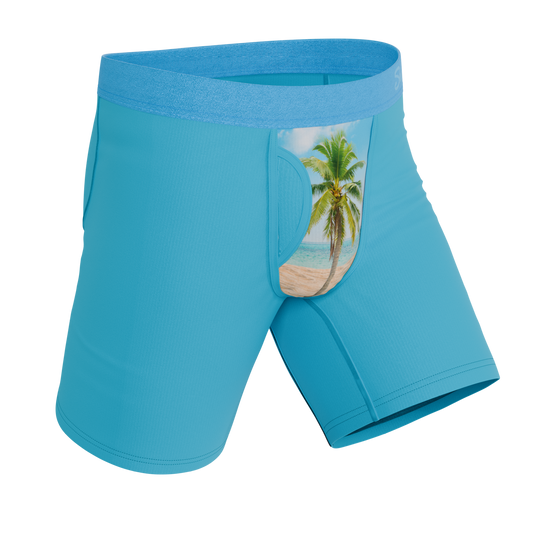 The Beach Please | Palm Tree Long Leg Ball Hammock® Pouch Underwear With Fly