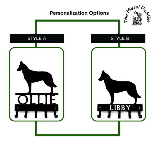 Belgian Malinois Personalized Key Hanger and Leash Holder -  5 Hooks