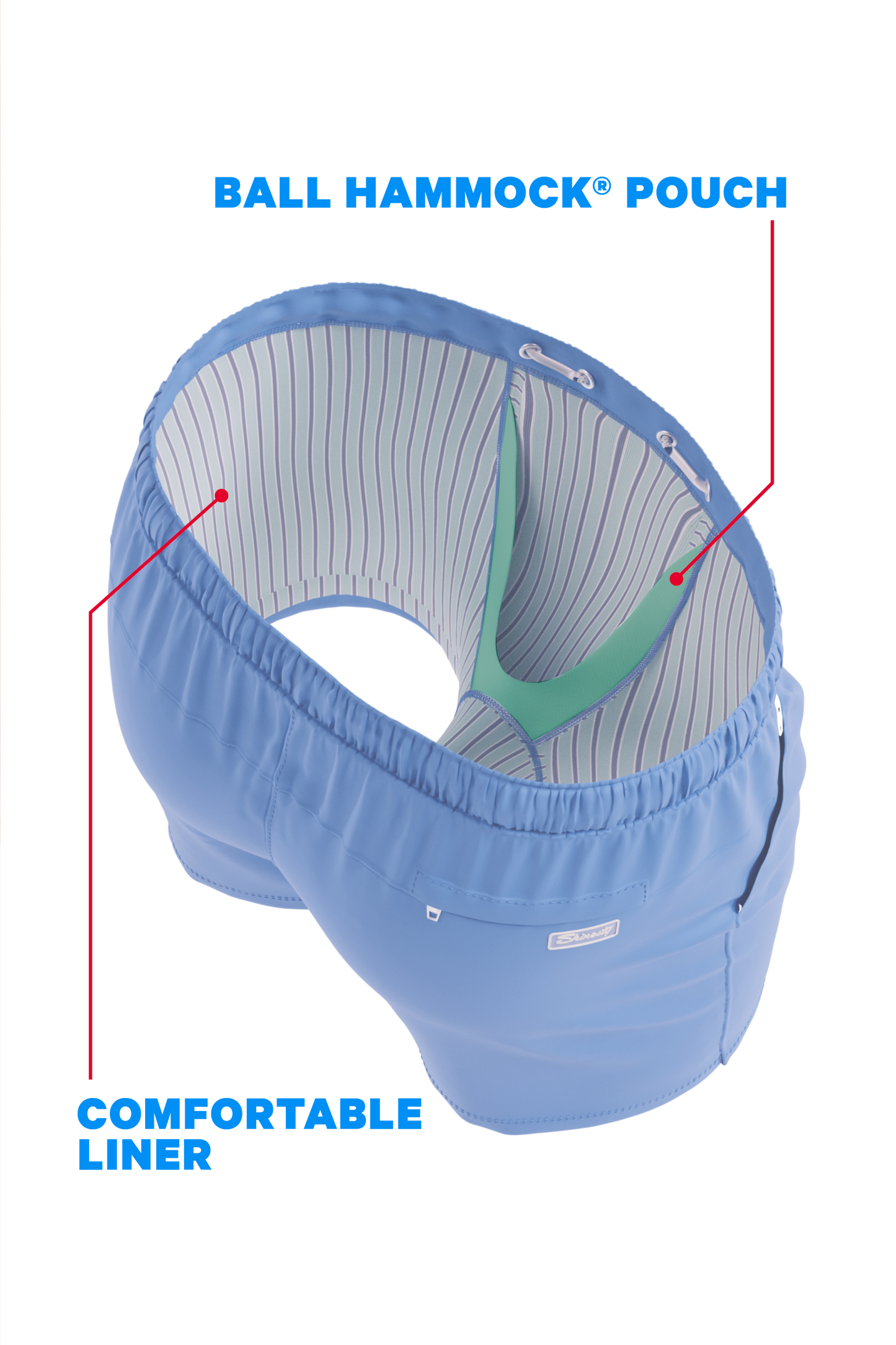 The Belly Flop | Blue and Green Ball Hammock® Pouch 5" Swim Trunks