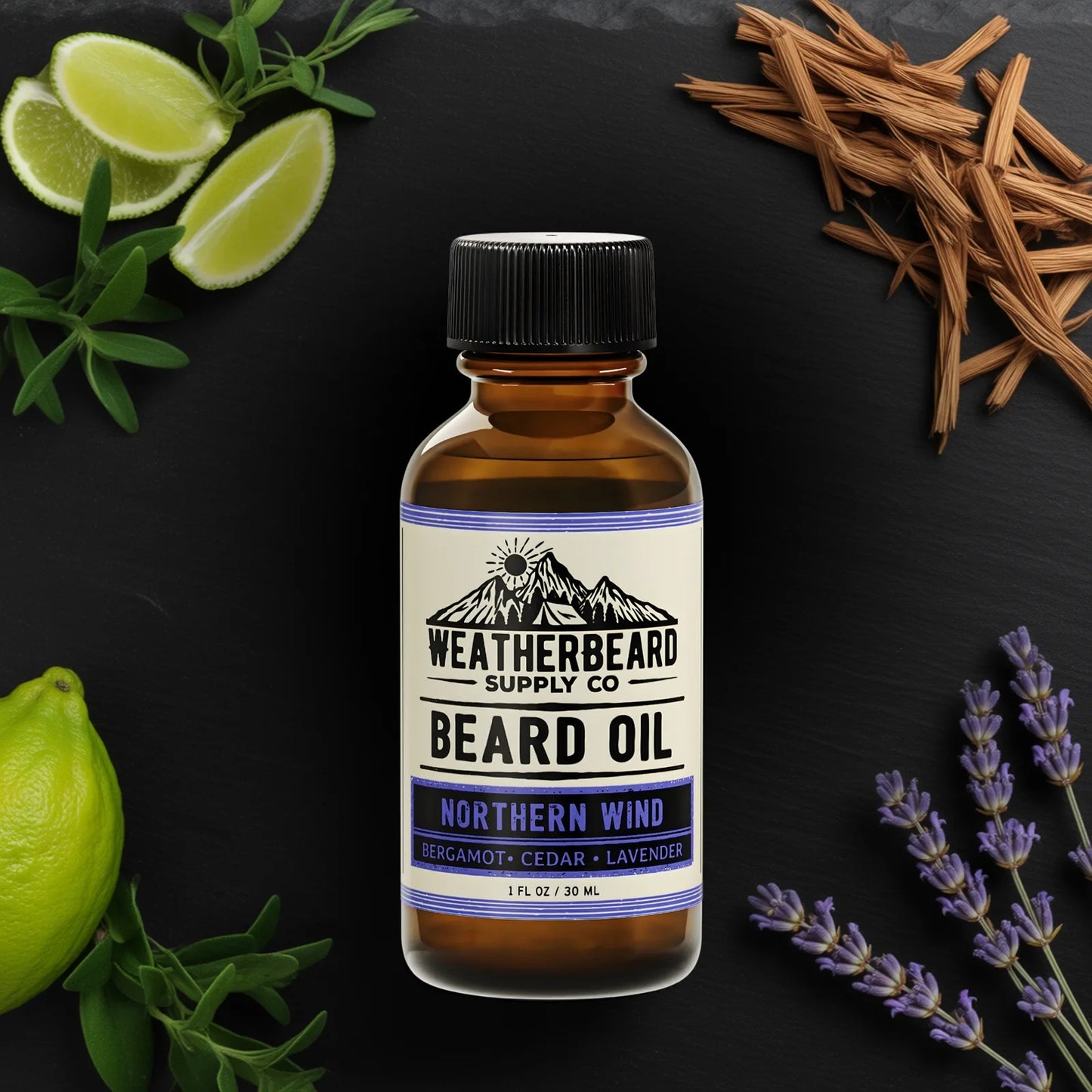 Northern Wind Beard Oil - Bergamot, Cedar, Lavender