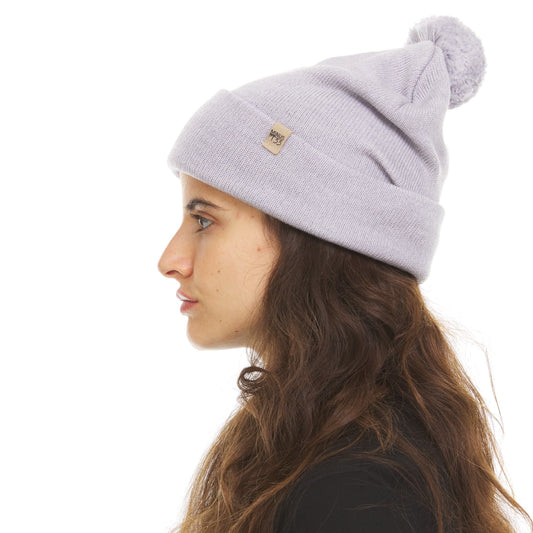 100% Merino Wool Knit Cuff Pom Beanie - Midweight