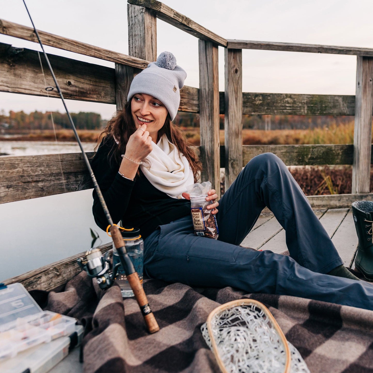 100% Merino Wool Knit Cuff Pom Beanie - Midweight