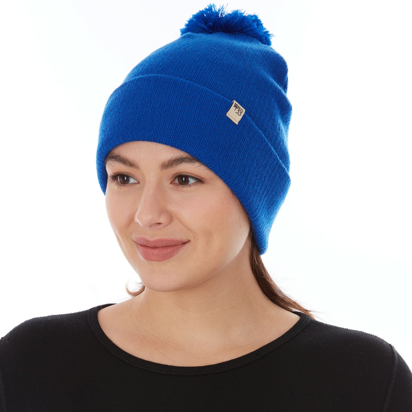 100% Merino Wool Knit Cuff Pom Beanie - Midweight