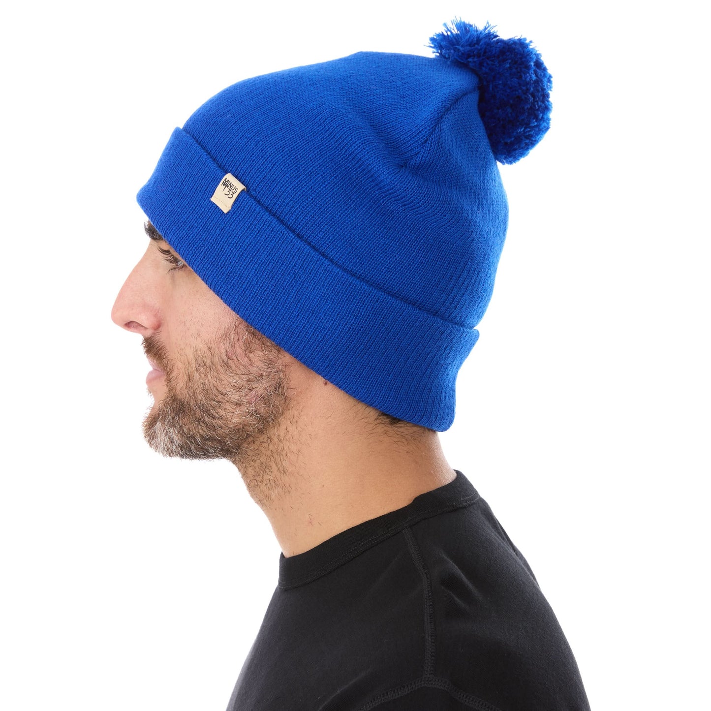 100% Merino Wool Knit Cuff Pom Beanie - Midweight