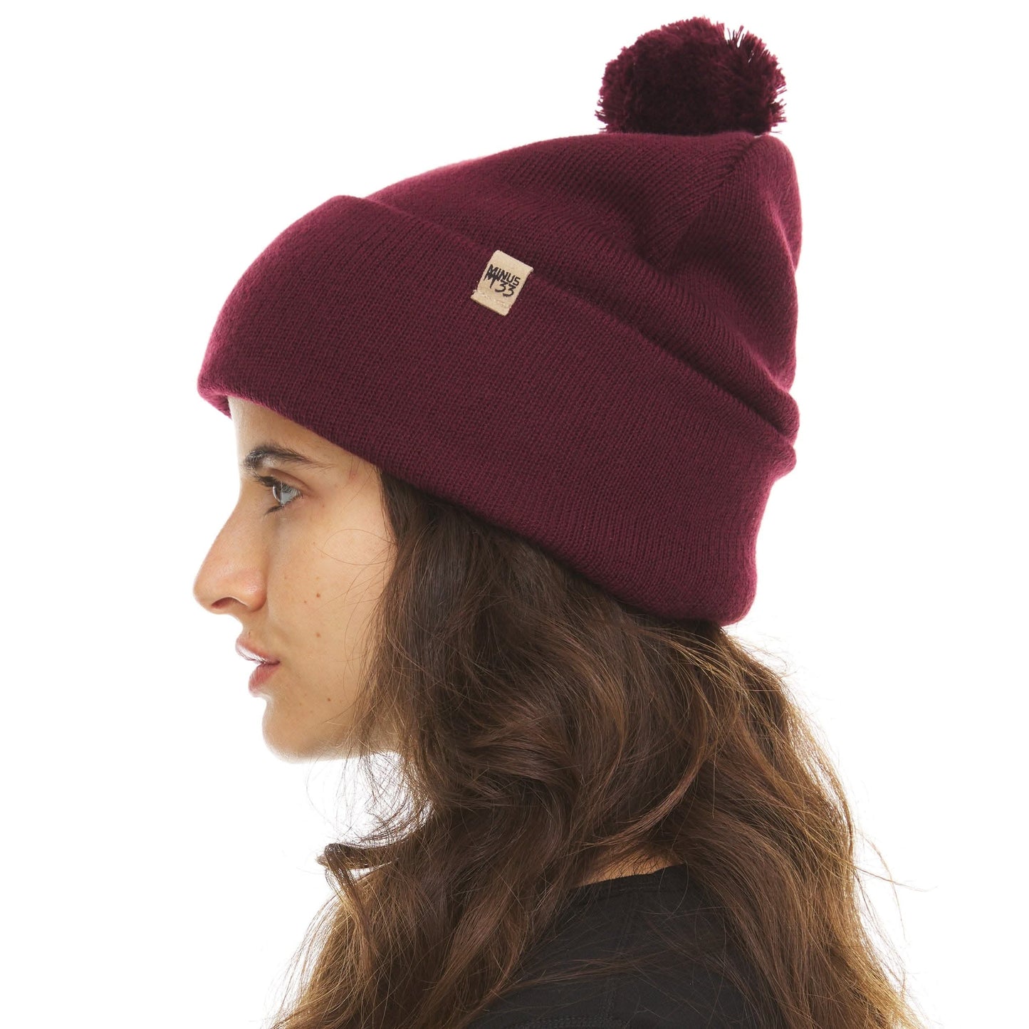 100% Merino Wool Knit Cuff Pom Beanie - Midweight