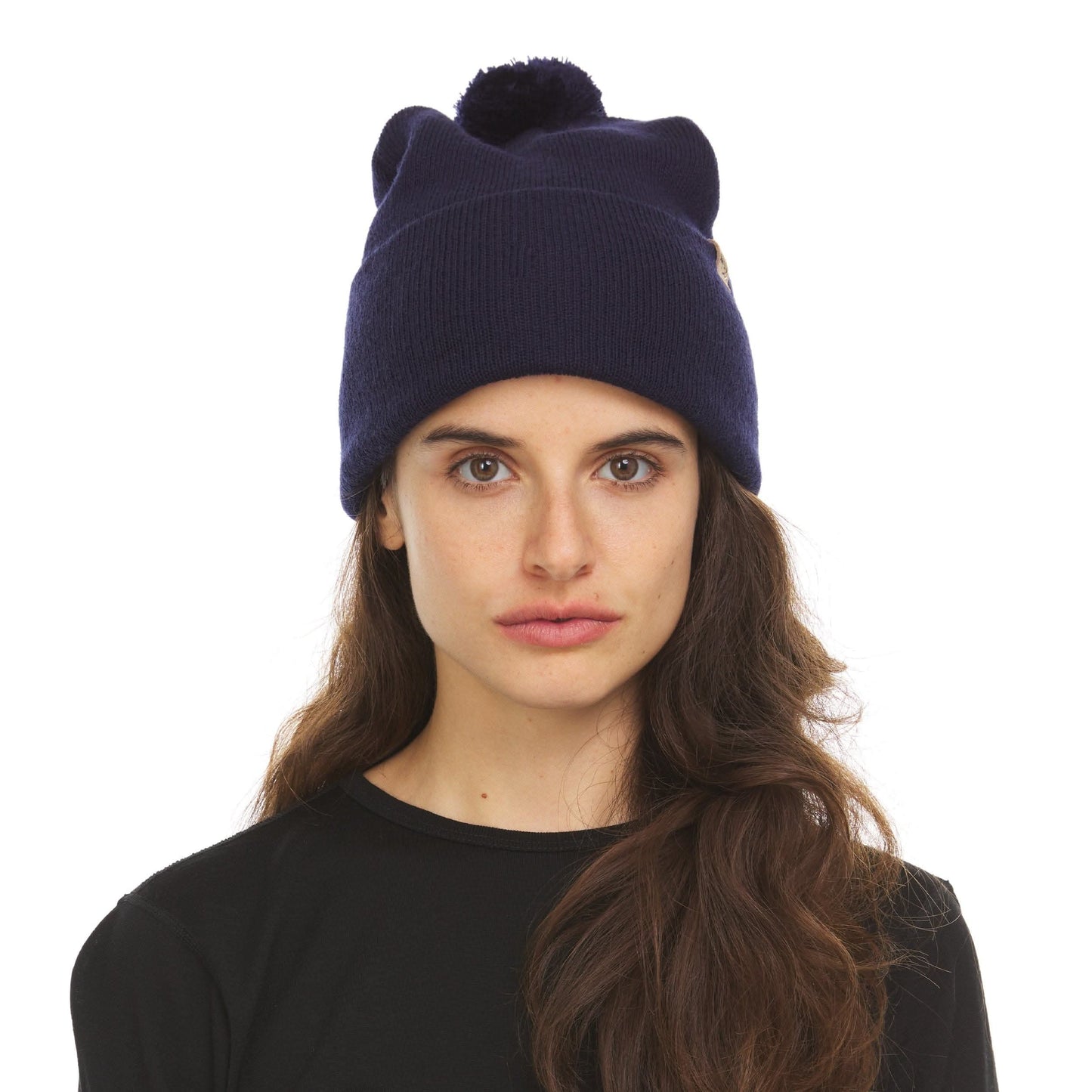100% Merino Wool Knit Cuff Pom Beanie - Midweight