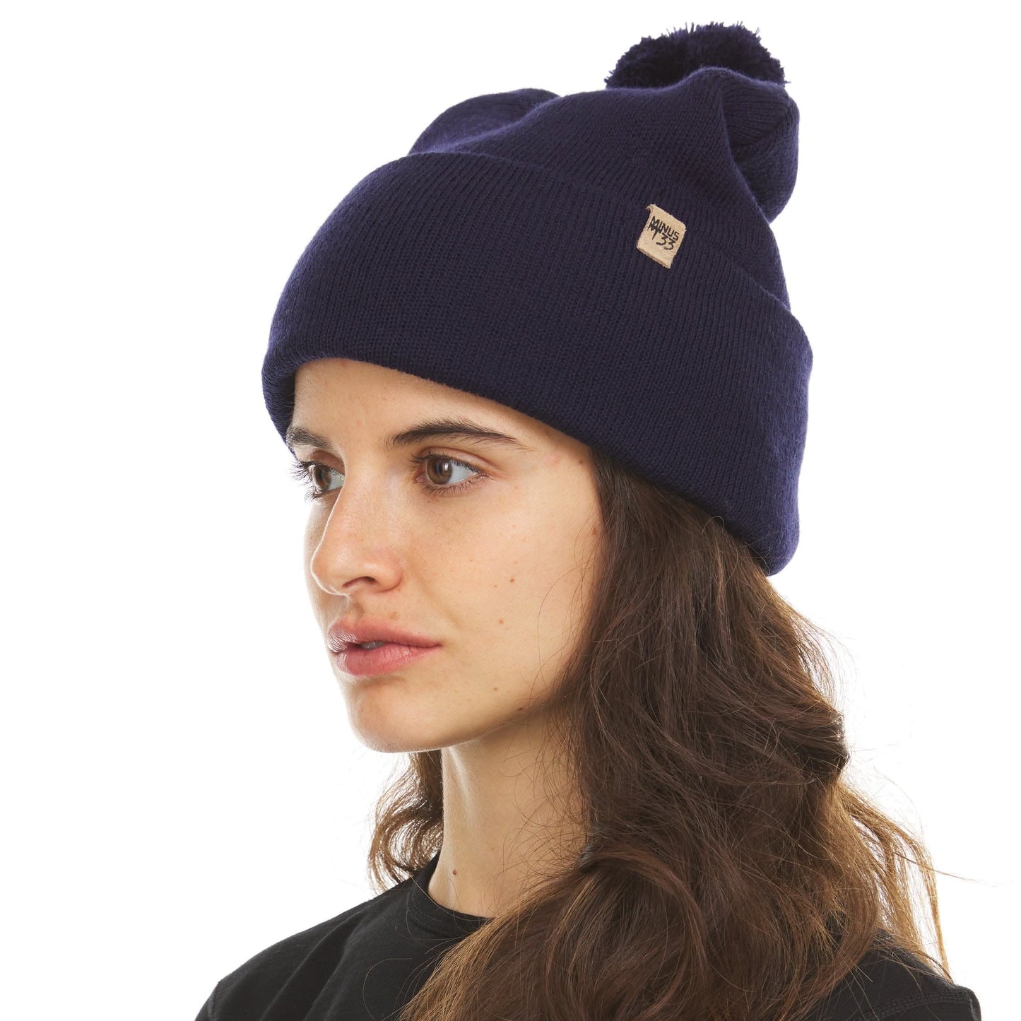 100% Merino Wool Knit Cuff Pom Beanie - Midweight