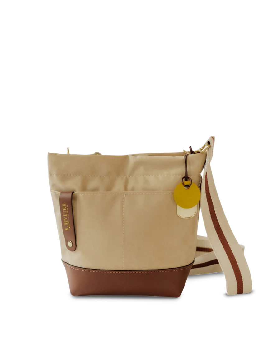 Betsy Bucket Bag | Khaki Nylon + Brown Leather