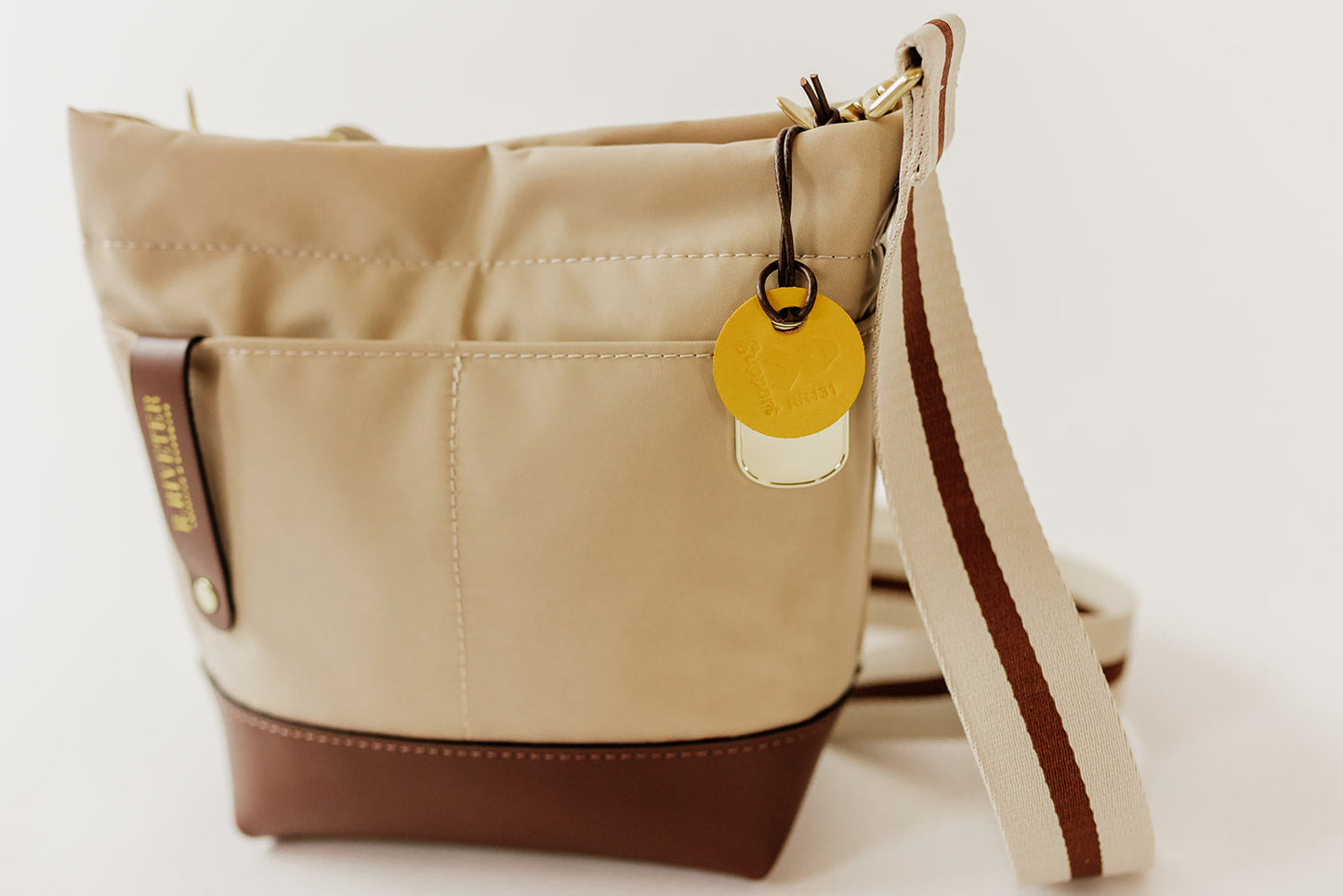 Betsy Bucket Bag | Khaki Nylon + Brown Leather