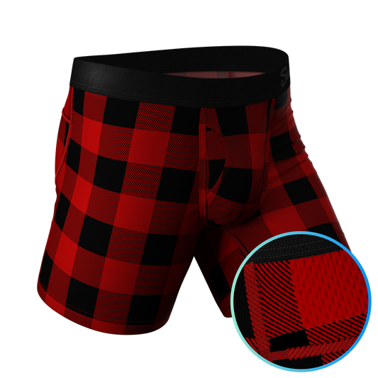 The Red & Black Lumberjack | Buffalo Check paradICE™ Cooling Ball Hammock® Underwear With Fly