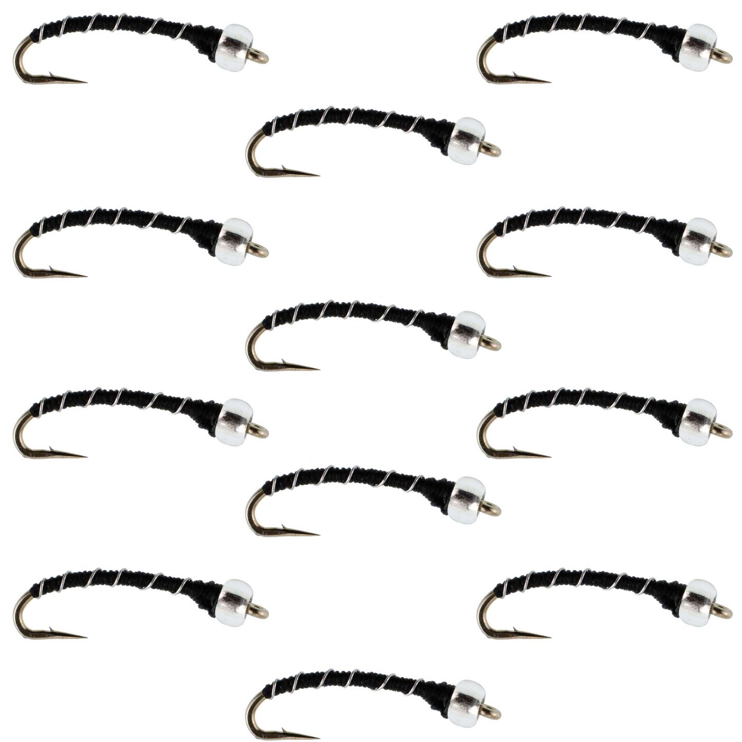 Black Mercury Midge - Glass Bead Head - 12 Flies Size 20