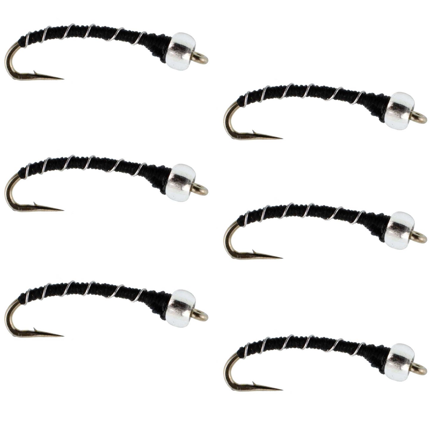 Black Mercury Midge - Glass Bead Head - 6 Flies Size 22