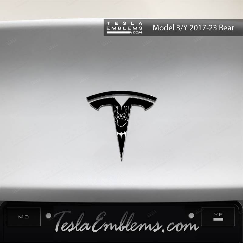 Black Panther Tesla Emblem Decals (Front + Back) | Model Y