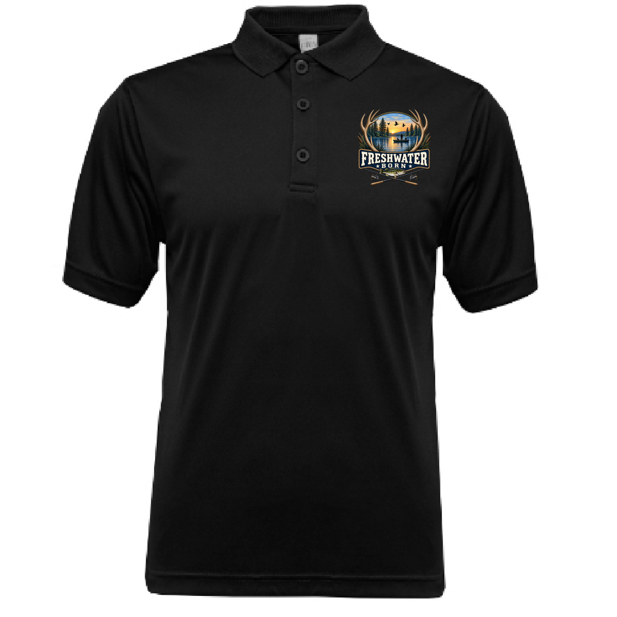 Freshwater Born Lake Life Men's Short Sleeve UPF 50+ Dry-Fit Polo