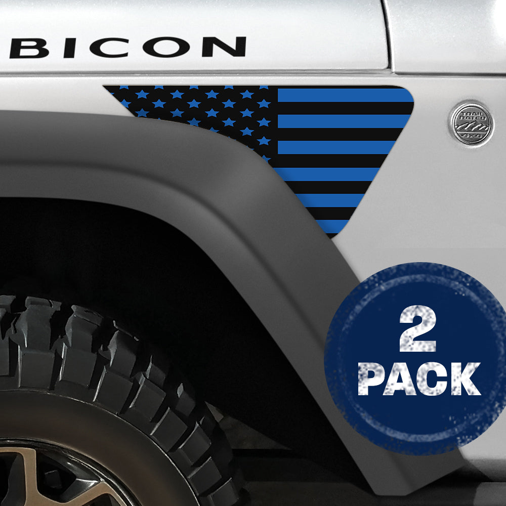 Black and Blue Flag 2pc Vinyl Fender Decal
