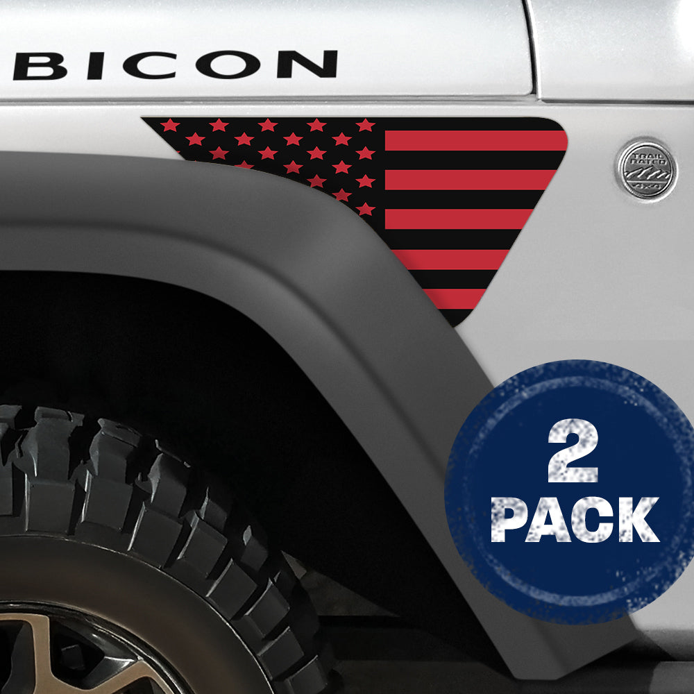 Black and Red Flag 2pc Vinyl Fender Decal