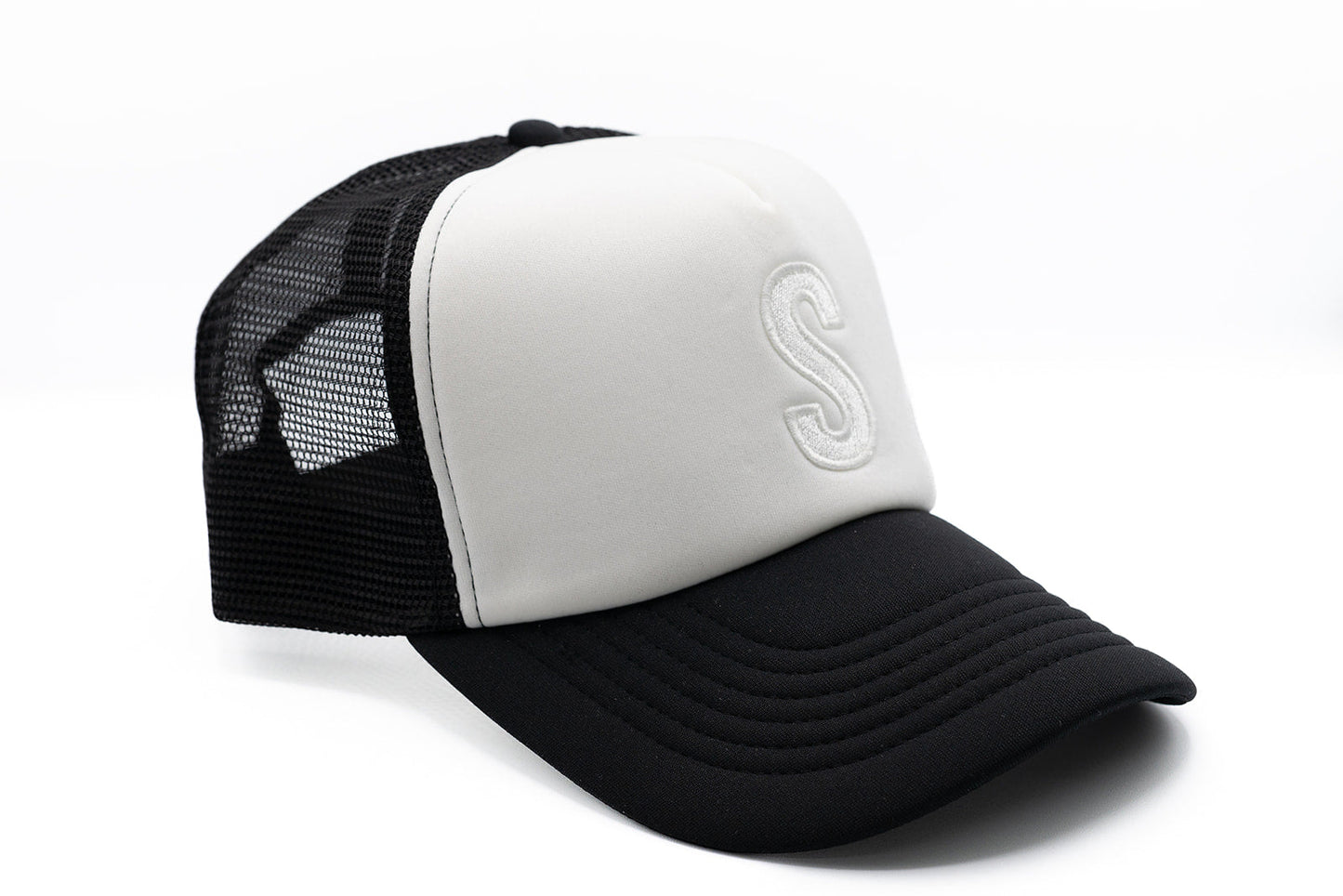 Black & White Letter Trucker Hat