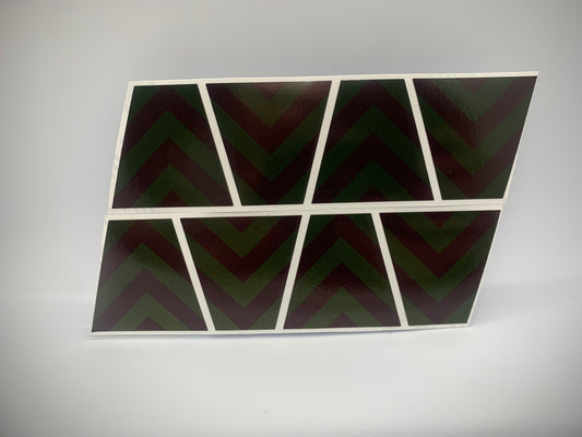 BLACKED OUT RED AND YELLOW CHEVRON REFLECTIVE HELMET (TET) TETRAHEDRON 8 PACK