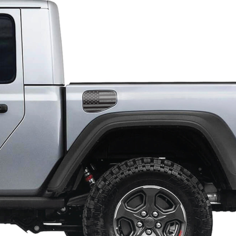 Blackout Distressed Flag Gas Cap Decal for JT or Gladiator