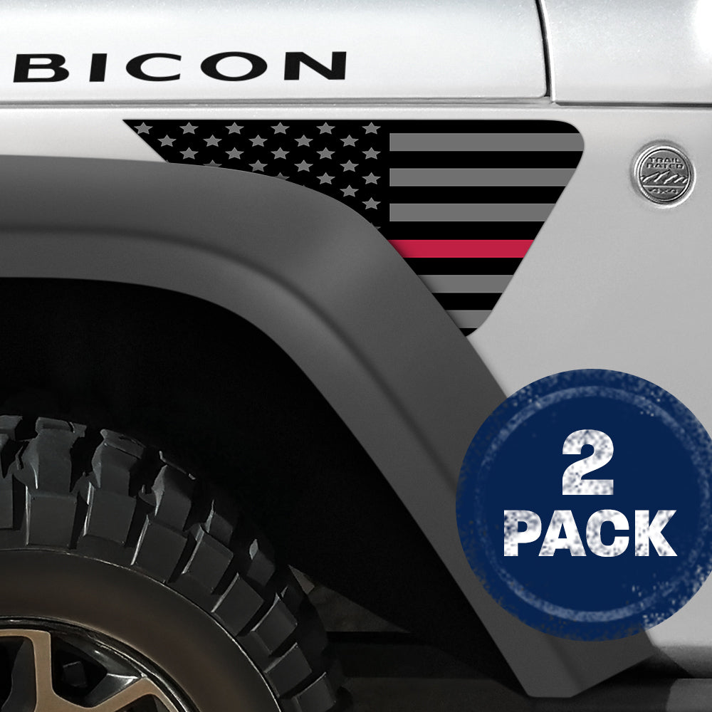 Thin Red Line American Flag 2pc Vinyl Fender Decal