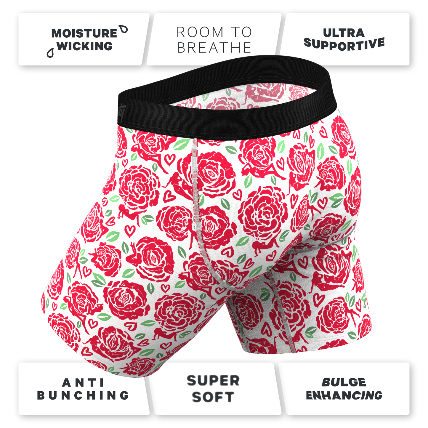 The Bloom With A View | Naughty Roses Long Leg Ball Hammock® Pouch Underwear With Fly