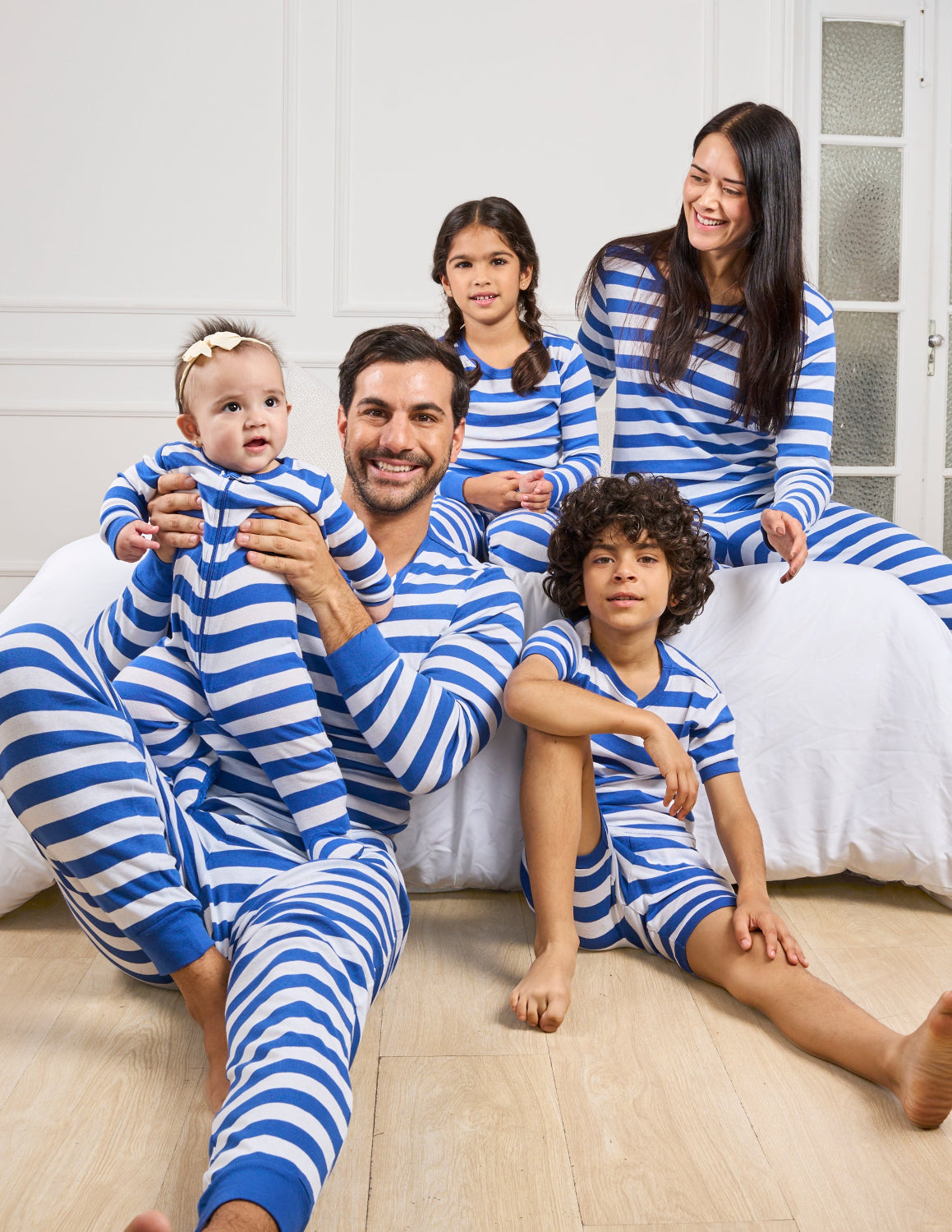 Blue & White Stripes Matching Family Pajama Set