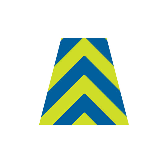 BLUE AND LIME GREEN CHEVRON REFLECTIVE HELMET (TET) TETRAHEDRON