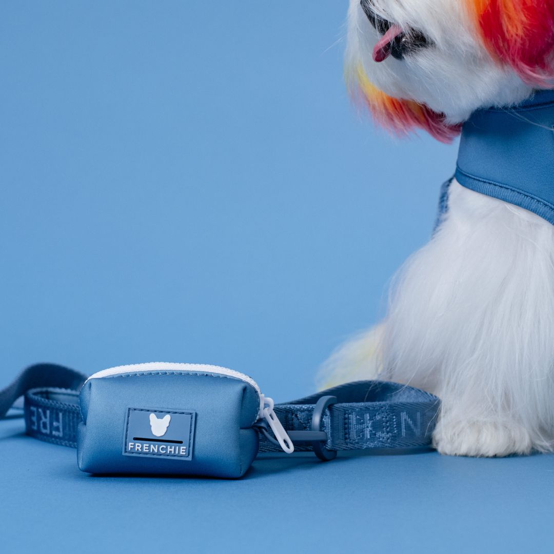 Frenchie Poo Bag Holder - Solid Blue Steel