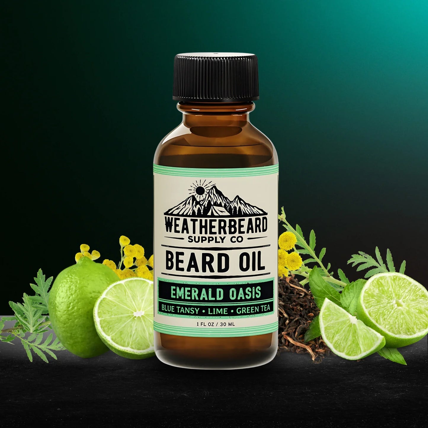 Emerald Oasis Beard Oil - Blue Tansy, Lime, Green Tea