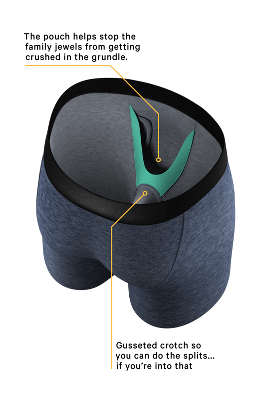 The Blueberry | Blue Heather Long Leg Ball Hammock® Pouch Underwear With Fly