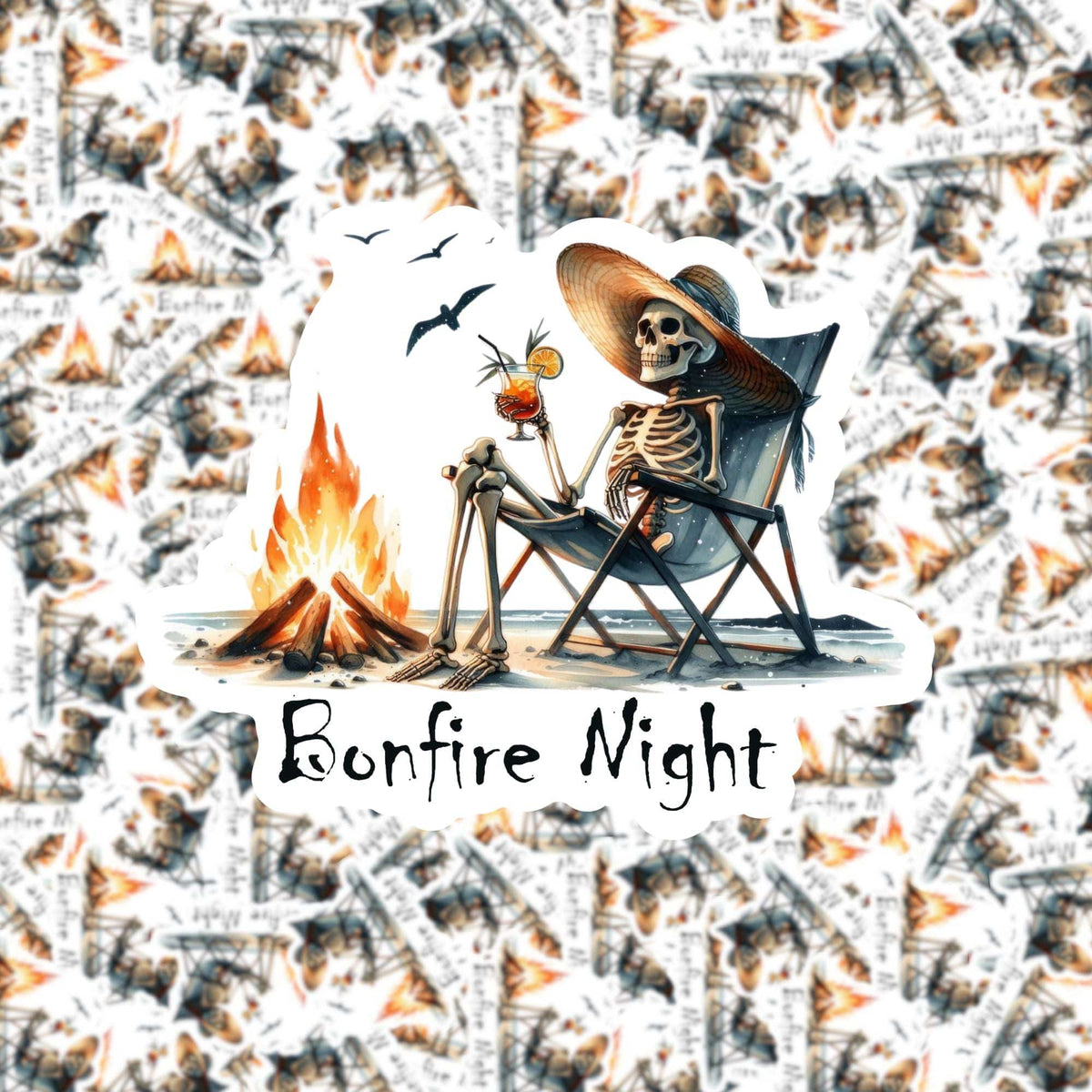 Bonfire Night Skeleton Sticker