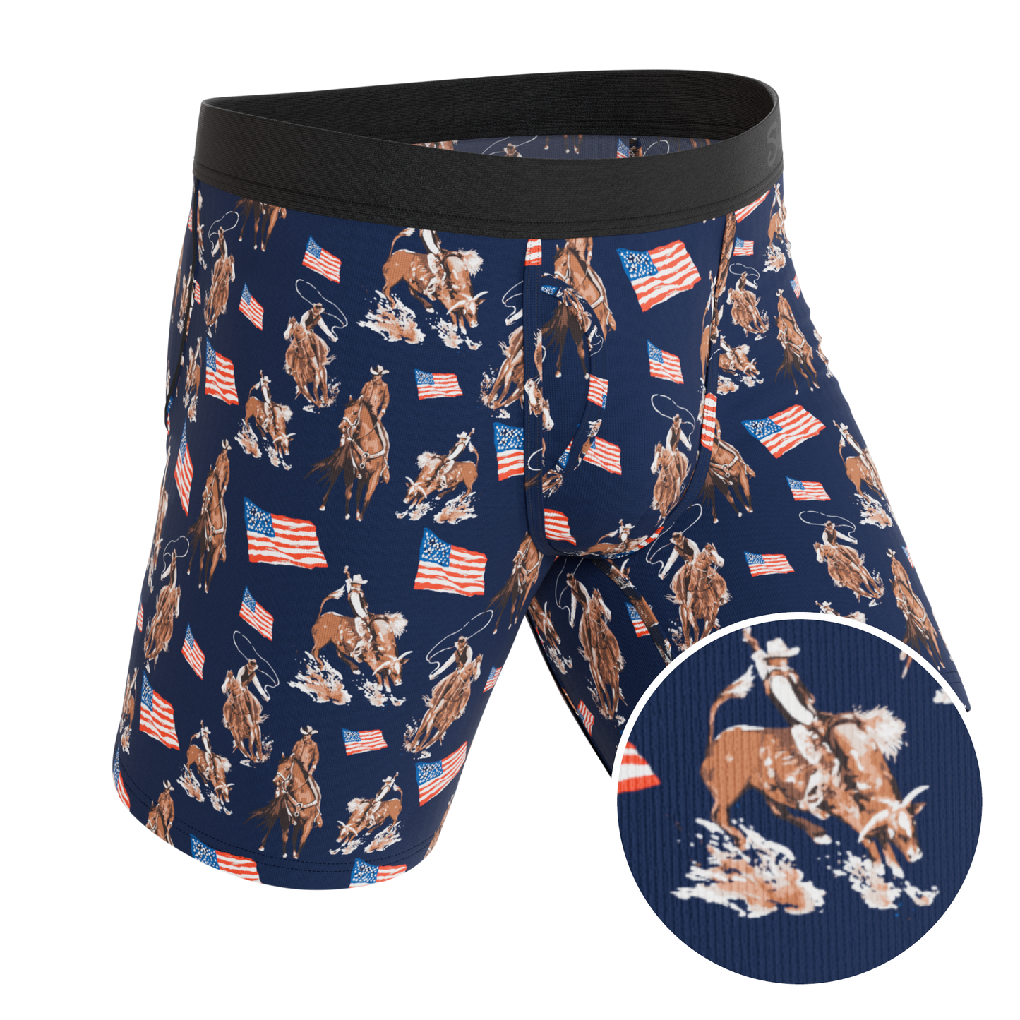 The Bootstraps & Chaps | Americana Cowboy Long Leg Ball Hammock® Pouch Underwear With Fly