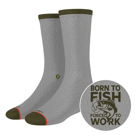 The Born To Fish | Fishing Motto Heel Hammock™ Crew Socks